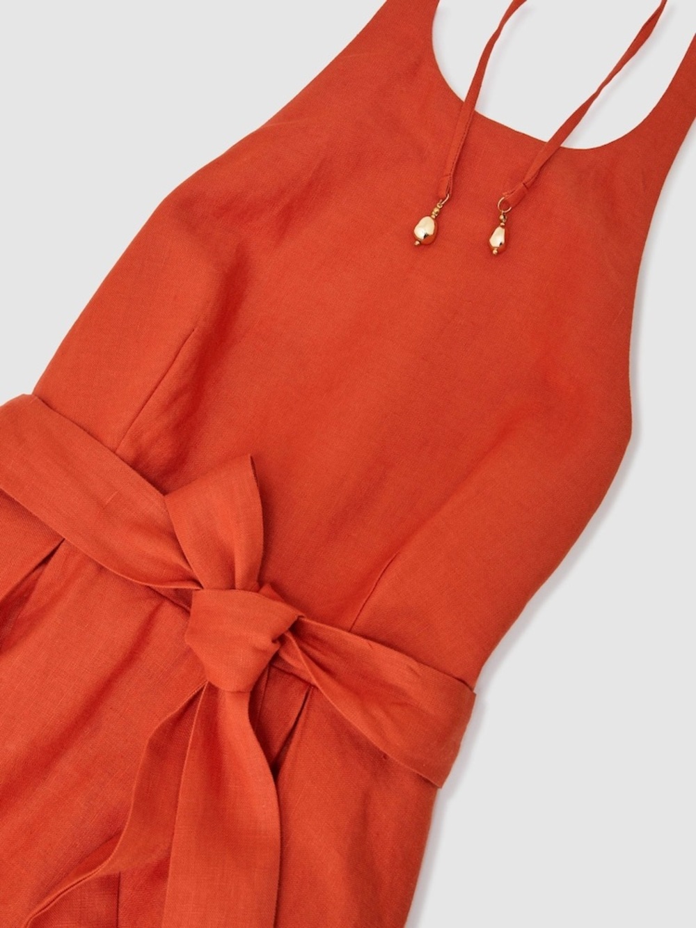 Reiss Coral Orange Paules Linen Open-Back Maxi Dress, US0 2 4 12 - Picture 2 of 11
